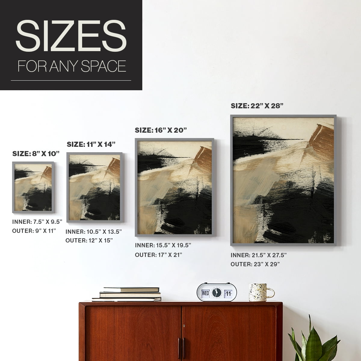 Baked Paintstrokes III Framed Print in Gray Solid Wood Framed Print No Nail Hanging