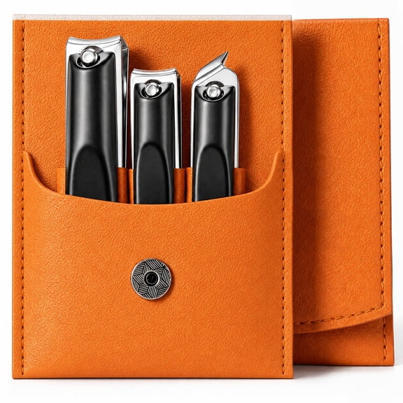 Nail Clippers Set for Thick Toenails and Fingernails, Heavy Duty Stainless Steel 3-Piece Nail Cutter Kit with Large Small and Angled Clippers, Ergonomic Grip for Adults and Seniors