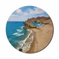 thumbnail image 1 of Landscape Mouse Pad for Computers, Ocean View Tranquil Beach Cabo De Gata Spain Coastal Photo Scenic Summer Scenery, Round Non-Slip Thick Rubber Modern Mousepad, 8" Round, Blue Brown, by Ambesonne, 1 of 2