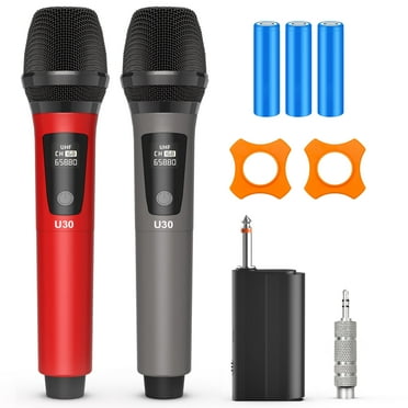 JAUYXIAN Wireless Microphones, Dual Handheld Dynamic Microphones for Karaoke, Professional Microphone for Singing, Speech