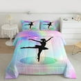 thumbnail image 2 of Homewish Ballet Girls Silhouette Queen Comforter Set,Gymnastic Sports Bedding Sets,Pink Blue Black Bedding Comforter Set For Girls Kids,Super Cozy Room Decor Reversible,3 Pieces, 2 of 8