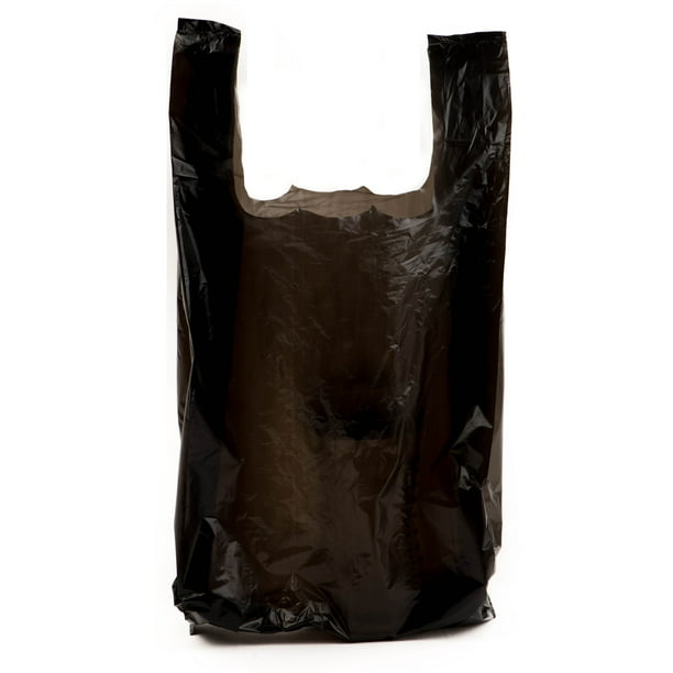 EcoQuality Plastic Black T-Shirt Bags 1000ct, 1/8 Shopping Bags ...