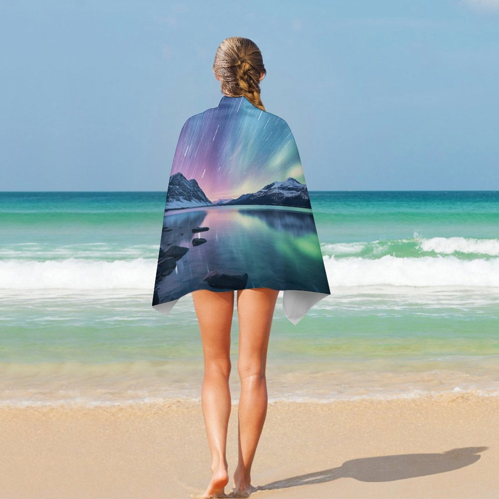 Aurora Starry Sky Beach Towel – with A Unique Design, Extra Large,XL (32”x 63”) for Kids & Adults
