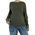 thumbnail image 4 of Women's Stripe Sweater, Ribbed Long Sleeve Round Neck Loose Knitwear for Autumn, 4 of 6