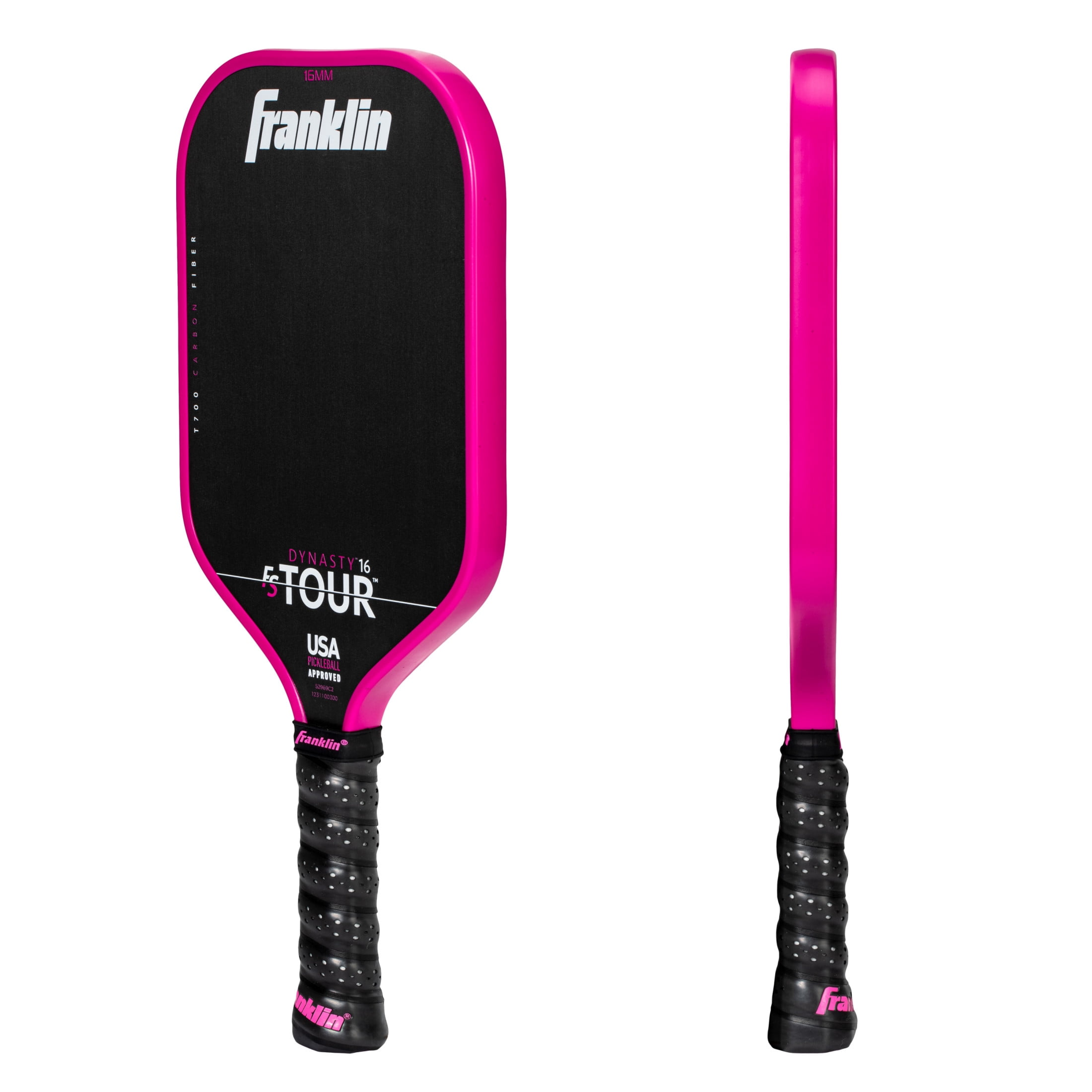 Franklin Sports Pro Pickleball Paddles - FS Tour Series Carbon Fiber Pickleball Paddles - Official USA Pickleball (USAPA) Approved Paddles - Dynasty Pro Player Paddle - 16mm Polymer Core - Pink