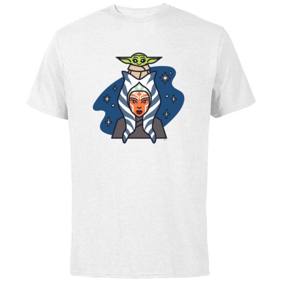 Star Wars Ahsoka Tano and Grogu The Mandalorian Night Cute - Short Sleeve Cotton T-Shirt for Adults - Customized-White