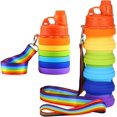 thumbnail image 1 of Botella de Agua Deportiva BRILLAR Plegable Silicona Arcoíris 500 ml, 1 of 5