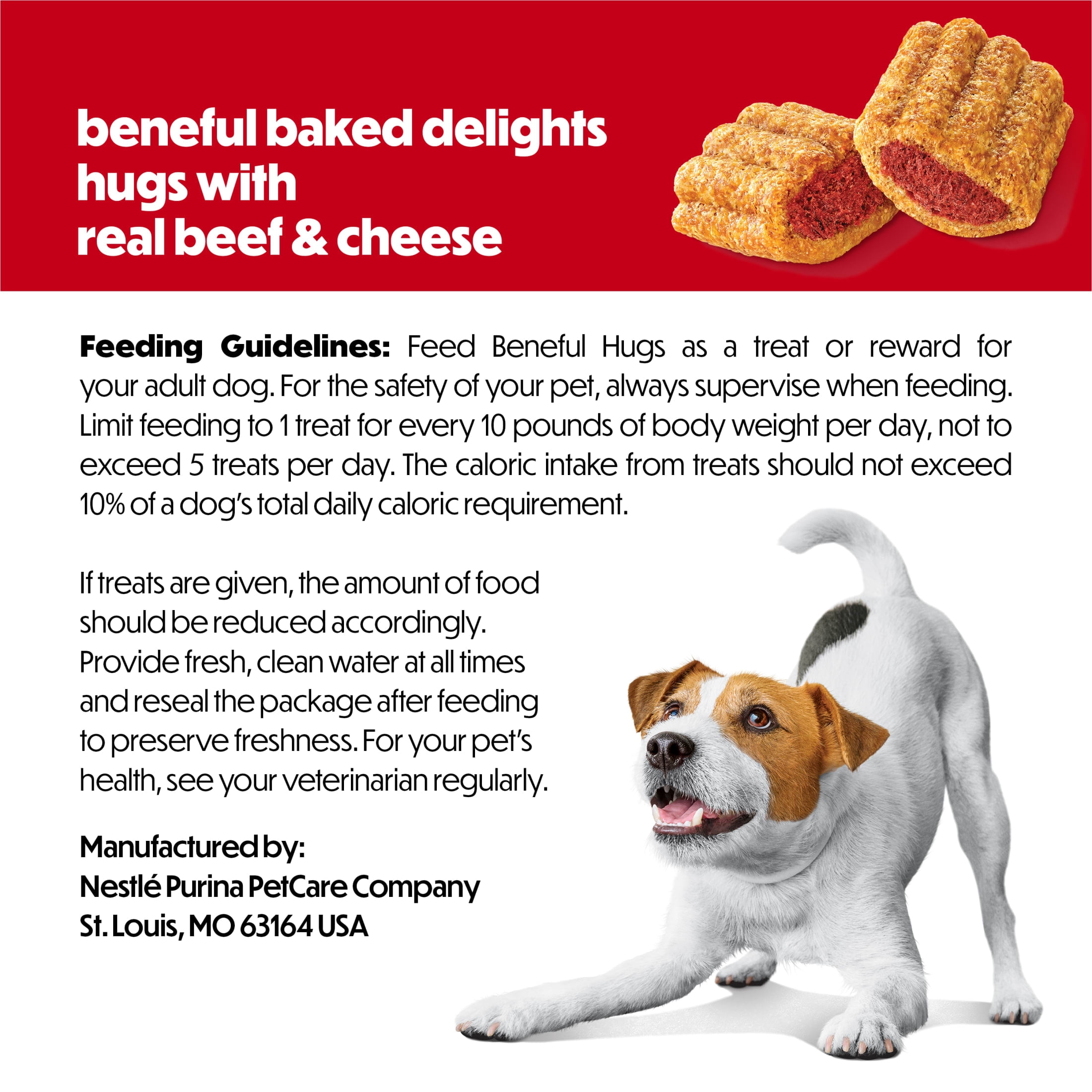 Purina Beneful Baked Delights Hugs with Real Beef and Cheese Oven Baked Dog Treats, 8.5 oz Pouch