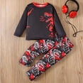 thumbnail image 2 of Quealent Toddler Boy Clothes Dinosaur Printed Long Sleeve Tops and Pants Set Cute Fall Winter Soft 2Pcs Outfits (Red, 4-5 Years), 2 of 9