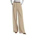 thumbnail image 3 of Womens Wide Leg Dressy Pants 2025 Business Casual Work Pants High Waisted Slacks Trousers Beige 2XL, 3 of 5