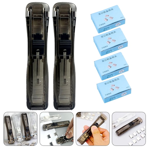 RKSTN clip de Scellage pour Papier, Agrafeuse de Bureau pour Accessoires de Documents de Bureau, Distributeur de clip, 200 Clips Supplémentaires pour Organisation et Rangement
