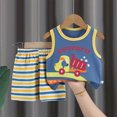 thumbnail image 2 of TOWED22 Infant Toddler Boy Summer Clothes Sleeveless Tank Tee + Cute Graphic Pocket Shorts 2pcs Outfits Set(Red,3-9 M), 2 of 4