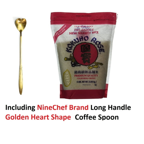 NineChef Bundle - Kokuho Rice (KOKUHO RICE SUSHI 5 LB 1 Bag) Plus One NineChef Brand Long Handle Coffee Spoon