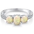 thumbnail image 3 of Gem Stone King 1.23 Ct Oval Cabochon White Ethiopian Opal 925 Sterling Silver Ring (Size 8), 3 of 6