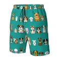 thumbnail image 5 of Kdxio Cartoon Dogs Pattern Mens Casual Shorts - Drawstring Summer Beach Sports Shorts for Men, 5 of 9