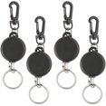thumbnail image 1 of Porte-clés Rétractable 4pcs, Bobine de Badge Rétractable Robuste avec Câble en Acier de 60cm / 23.6inch, Noir, 1 of 5