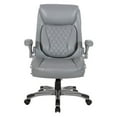 thumbnail image 3 of Pemberly Row Chaise de Direction en Cuir Reconstitué Gris avec Accoudoirs Rabattables, 3 of 12