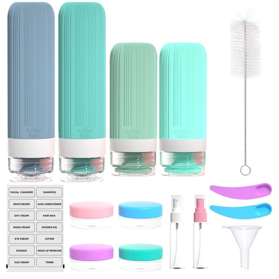 Bisitoy 16 Pack Travel Bottles for Toiletries, Travel Bottles Silicone Travel Size Containers, Travel Essentials Leak Proof Refillable Liquid, Shampoo and Conditioner Travel Toiletry Bottles (E)