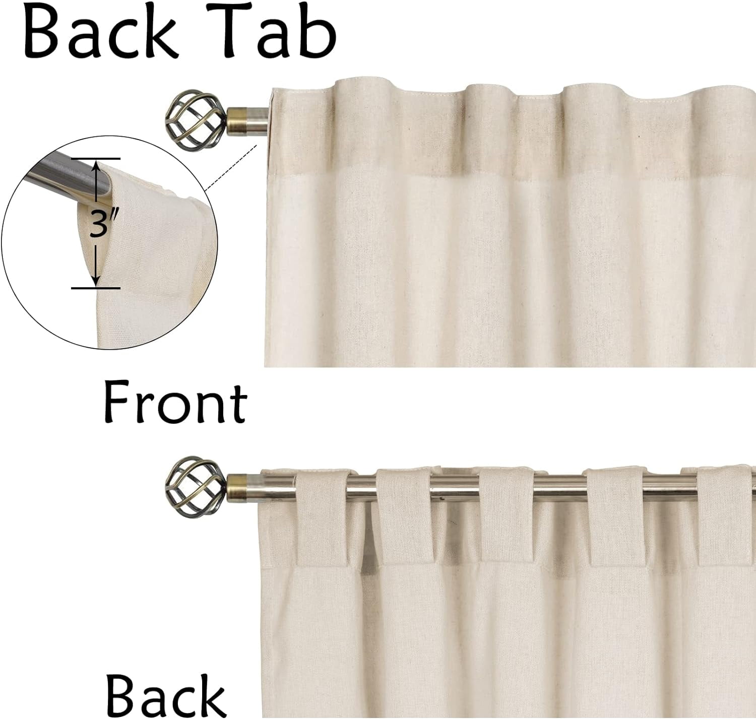 Alishomtll Farmhouse Curtains Sage Green Stripe Cotton Linen Button Boho Rustic Rod Pocket Back Tab Window Drapes for Living Room ,52 x 84 Inch, 2 Panels