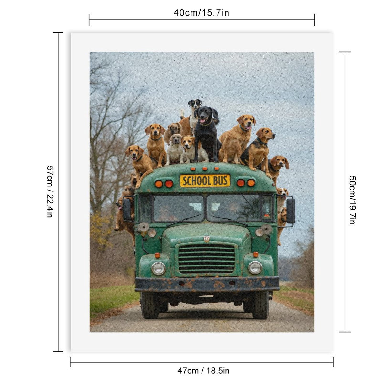 Paint By Numbers Kit for Adults Beginner - DIY Dogs Riding Vintage Green Bus Canvas Painting Kits for Adults, Frameless Paint By Number for Adults for Home Wall Decor 16x20 Inch