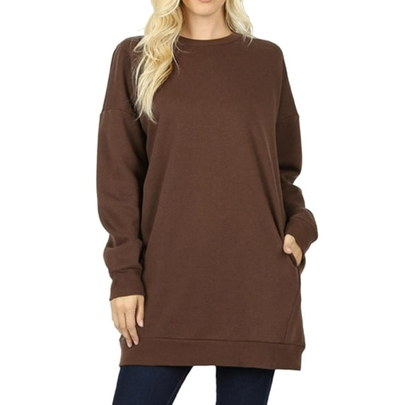 Made by Olivia Women's Casual Oversized Loose Fit Crew/V Neck Fleece Pullover Tunic Sweatshirts with Pockets S~3X