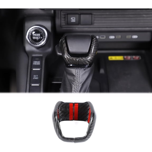 Real Carbon Fiber Gear Shift Knob Head Cover Trim Compatible with Toyota Land Cruiser 250 Prado J250 LC250 2024 2025 Accessories, Center Console Gear Shift Knob Cover Trim