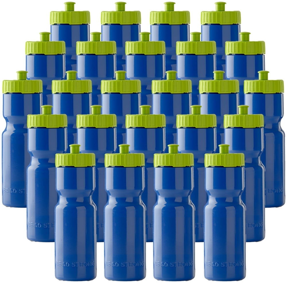 50 Strong Sports Squeeze Water Bottle Bulk Pack 24 Bottles 22 oz