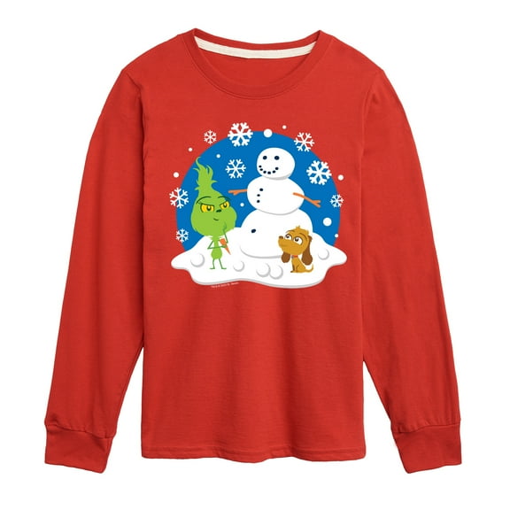 Dr. Seuss The Grinch - Christmas - Build A Snowman - Toddler & Youth Long Sleeve Graphic T-Shirt