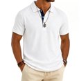 thumbnail image 2 of Men's Polo Shirts Casual Cotton Pique Short Sleeve T-Shirts 3 Buttons Classic Fit Comfort Performance Golf Shirts White S, 2 of 9