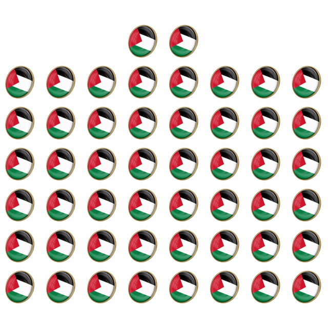 50uds. Insignias de la bandera nacional de Palestina, insignia esmaltada de cristal, traje de recuerdo (25 mm)