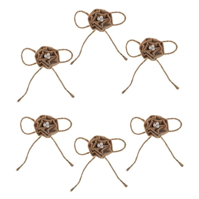Abbracc 6pcs Rustic Burlap DIY Rose Flowers Rustic Wedding Craft Xmas Party Decoration