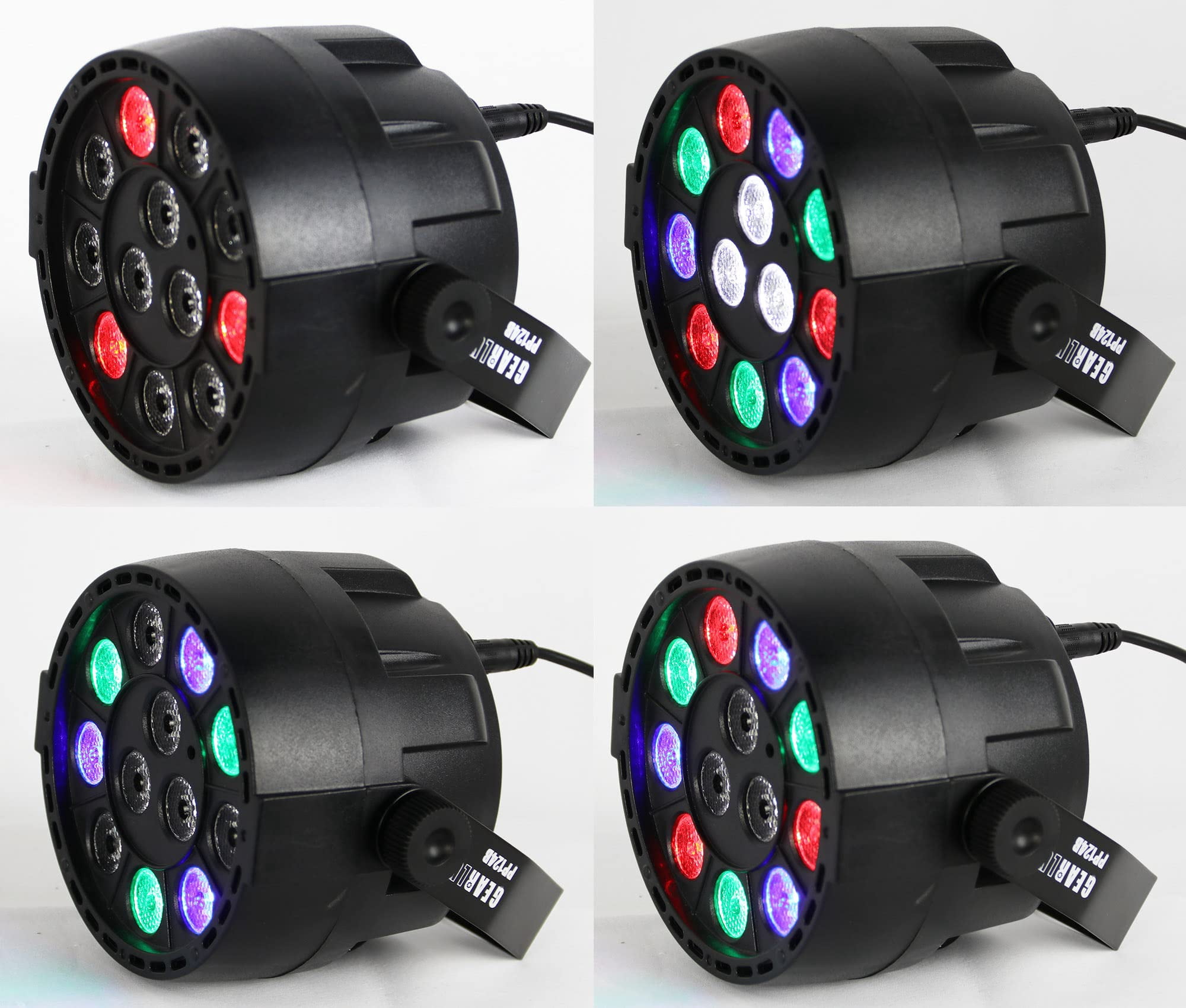 Gearlux 12PCS 1-Watt RGBW LED Par Stage Light with Battery for Halloween, Party, Wedding, Christmas and Stage Parties