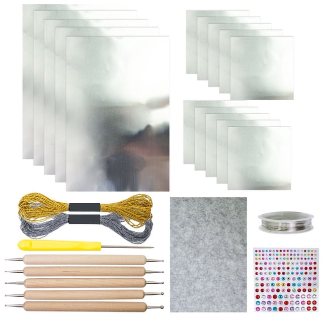 Kit de láminas de aluminio para decoraciones navideñas: láminas doradas brillantes hechas a mano para grabado y repujado, para manualidades, pintura y manualidades, para niños y adultos, adornos navid