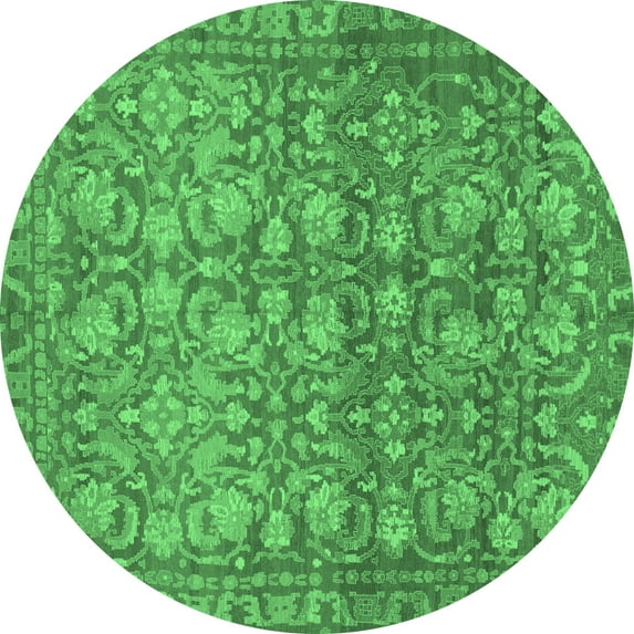 Ahgly Company Indoor Round Abstract Emerald Green Modern Area Rugs, 6' Round