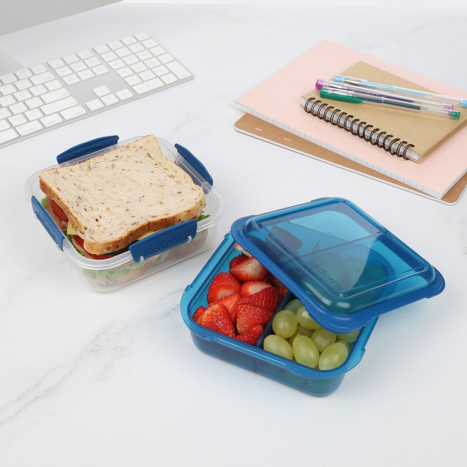 Sistema 1.24L Lunch Stack Square to Go Assorted Colours