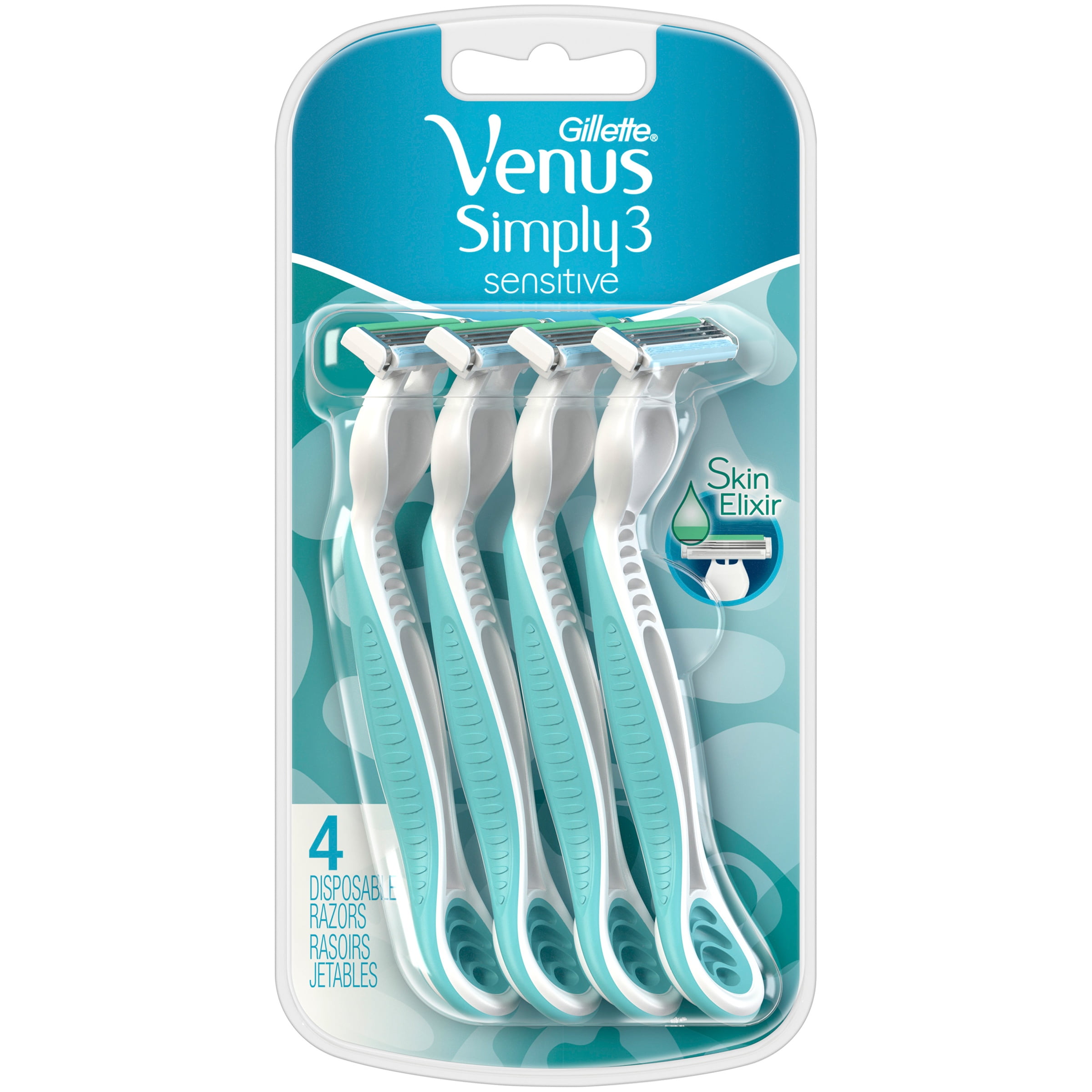 Gillette Venus Simply 3 Sensitive Women's Disposable Razors 4 Pack