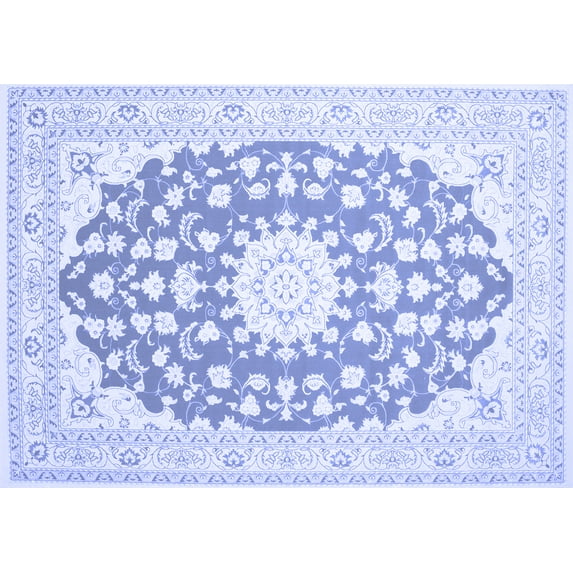Ahgly Company Indoor Rectangle Medallion Blue Traditional Area Rugs, 5' x 7'