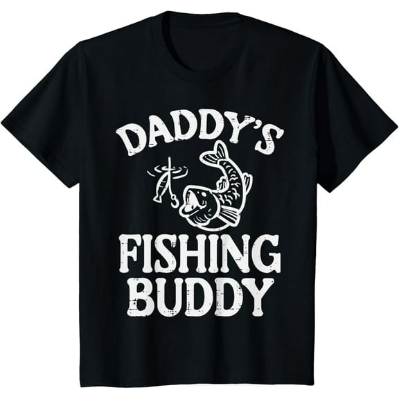 Kids Daddys Fishing Buddy Cute Girls Boys Son Kids Toddler Youth T-Shirt