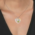 thumbnail image 3 of Gem Stone King Two Tone White Moissanite Swiss Blue Topaz Green Peridot `I love you to the moon and back` Engraved Pendant Necklace for Women (1.47 cttw, Heart Shape 5MM, 18 inch Chain), 3 of 3