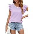 thumbnail image 3 of Womens Casual Tops for Women Crewneck Ruffle Short Sleeve Blouses L, 3 of 9