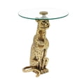 thumbnail image 2 of Leopard Side Table with Glass Top | Decorative Sculptural End Table | Aluminum Base | Gold Accent Table for Living Room | 18x18x23", 2 of 8