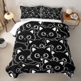 thumbnail image 2 of Manfei Cute Kitten Cat Bed Spread Queen, Simple Abstract Animal Queen Coverlet Set, Black White, 3 Pieces, 1 Quilt and 2 Pillowcases, 2 of 7
