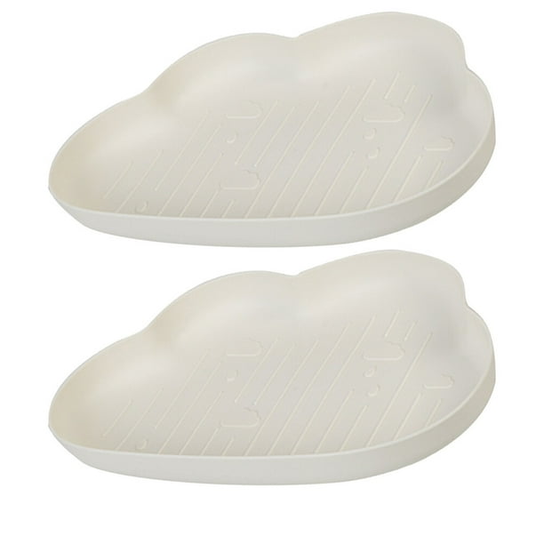 2PCS Nube Forma Snack Dish Candy Fruit Plate Dry Food Plate Bowl Plato de plástico para el hogar (Blanco)