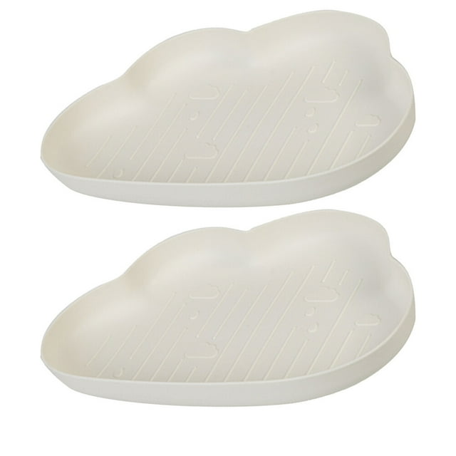 2PCS Cloud Shape Snack Dish Candy Fruit Plate Dry Food Plate Bowl Plastic Serving Plate for Home (White)