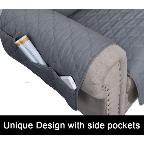 CHHKON Waterproof Nonslip Recliner Cover Stay in Place, Dog Couch Chair Cover Furniture Protector, Ideal Loveseat Slipcovers for Pets and Kids (Light Grey, 30'')