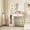 Wood + White, variant on TROPOW Vanity Desk with Mirror and Lights Elegant Makeup Vanity Table with Drawers & Cabinets, Storage, Sturdy MDF Top, Adjustable Brightness Bulbs, Built-in Power Outlet & USB Ports,Wood