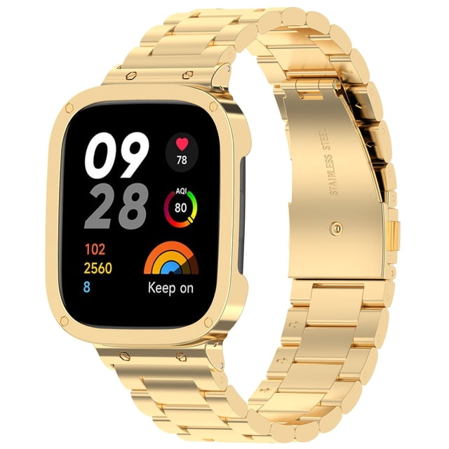 Dsscvnef Stylish Stainless Steel Integrated Metal Strap with Triple Bead Design for Watch 3