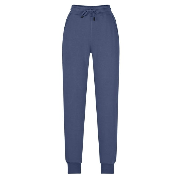 JGGSPWM (M-5XL) Plus Size Women's Solid Color Drawstring Pants with Pockets Elastic Waist Sports Breathable Pants Sweatpants Blue L