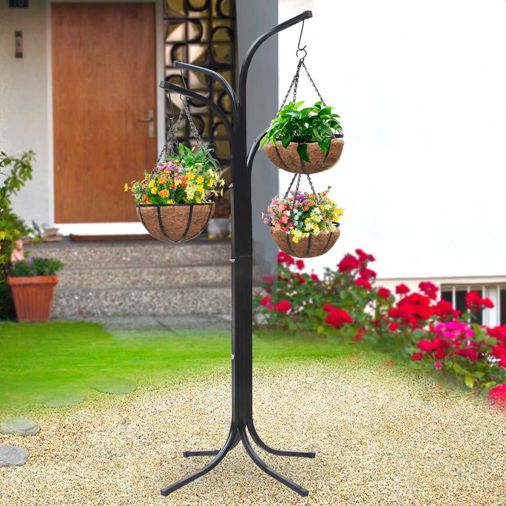 Tree Planter Stand Steel Pot Holder Hanging Hook Outdoor Garden