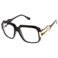 thumbnail image 3 of zeroUV Unisex Large Retro Hip Hop Style Clear Lens Square Eyeglasses 54mm (Matte Black-Gold / Clear) - 54mm, 3 of 5